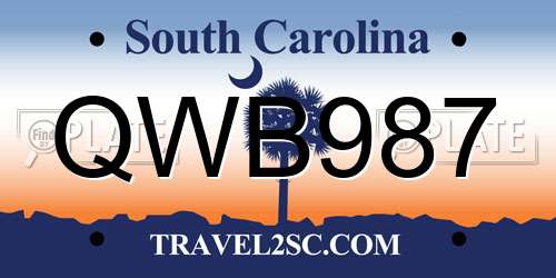 QWB987 South Carolina License Plate
