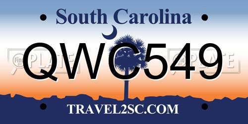 QWC549 South Carolina License Plate