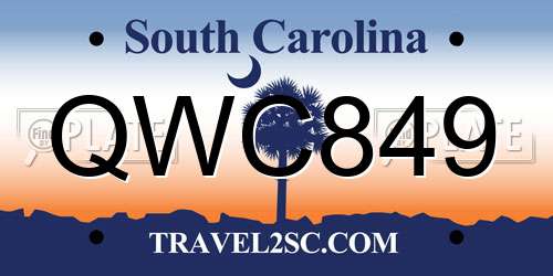 QWC849 South Carolina License Plate