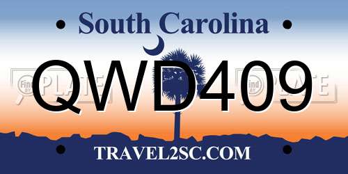 QWD409 South Carolina License Plate