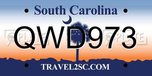 QWD973 South Carolina License Plate