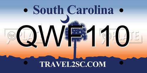 QWF110 South Carolina License Plate