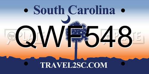 QWF548 South Carolina License Plate