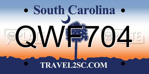 QWF704 South Carolina License Plate