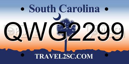 QWG2299 South Carolina License Plate
