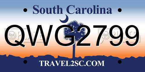 QWG2799 South Carolina License Plate
