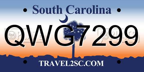 QWG7299 South Carolina License Plate