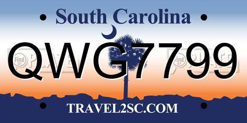 QWG7799 South Carolina License Plate
