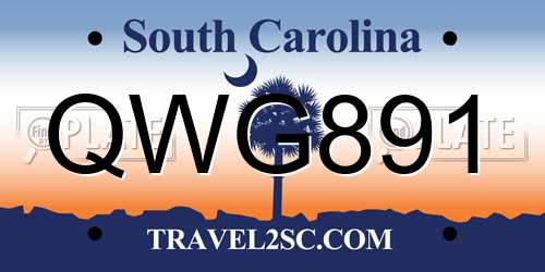 QWG891 South Carolina License Plate