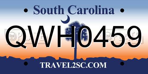 QWH0459 South Carolina License Plate
