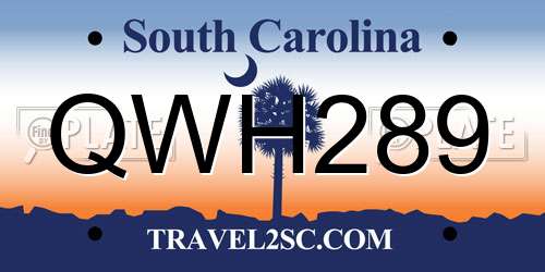 QWH289 South Carolina License Plate