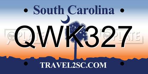 QWK327 South Carolina License Plate
