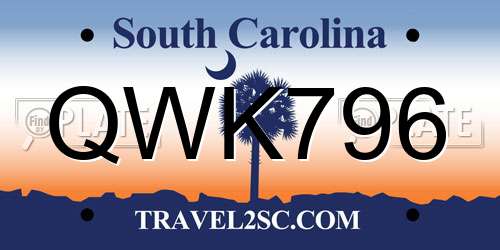 QWK796 South Carolina License Plate