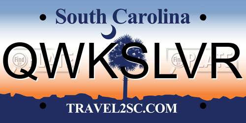 QWKSLVR South Carolina License Plate