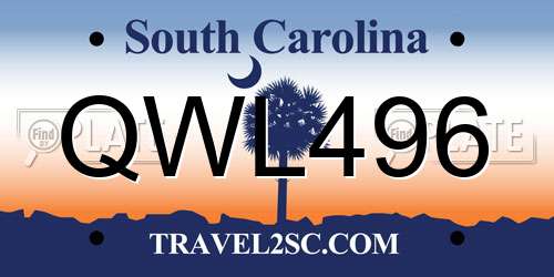 QWL496 South Carolina License Plate