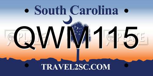 QWM115 South Carolina License Plate