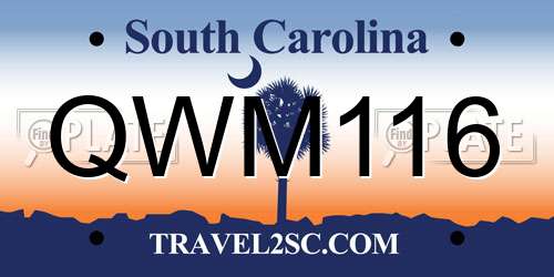 QWM116 South Carolina License Plate