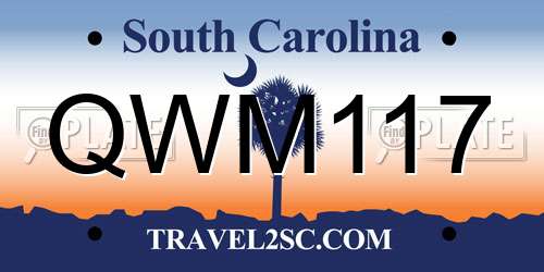 QWM117 South Carolina License Plate