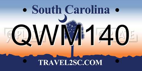 QWM140 South Carolina License Plate