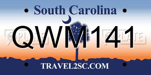 QWM141 South Carolina License Plate