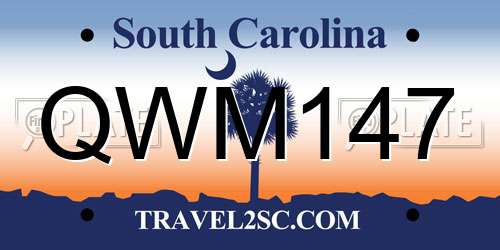 QWM147 South Carolina License Plate