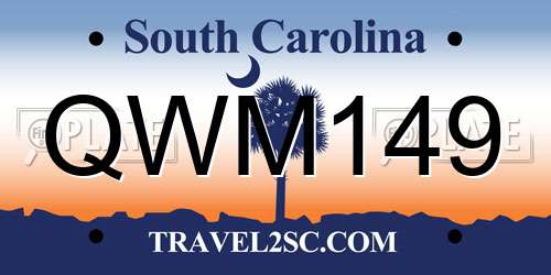 QWM149 South Carolina License Plate