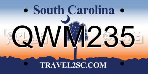 QWM235 South Carolina License Plate