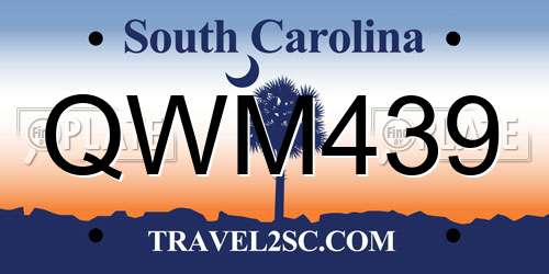 QWM439 South Carolina License Plate