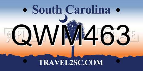 QWM463 South Carolina License Plate