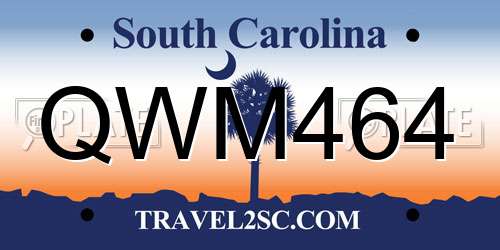 QWM464 South Carolina License Plate