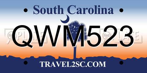 QWM523 South Carolina License Plate
