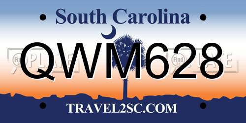 QWM628 South Carolina License Plate