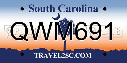 QWM691 South Carolina License Plate