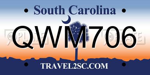 QWM706 South Carolina License Plate