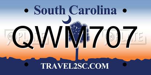 QWM707 South Carolina License Plate