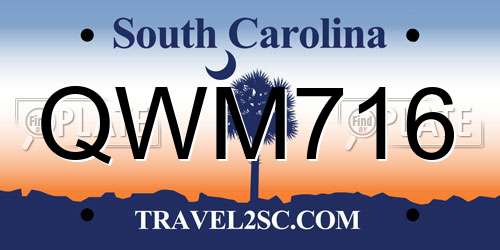 QWM716 South Carolina License Plate