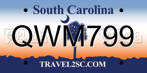 QWM799 South Carolina License Plate