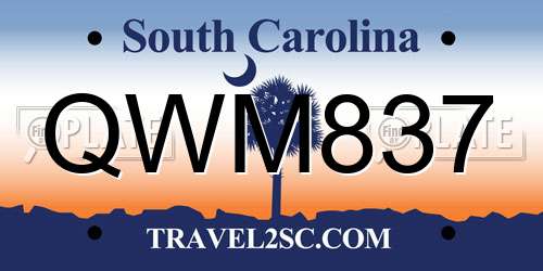 QWM837 South Carolina License Plate