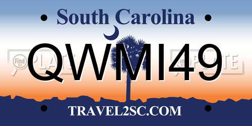 QWMI49 South Carolina License Plate