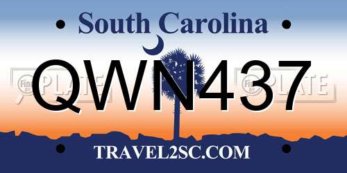 QWN437 South Carolina License Plate
