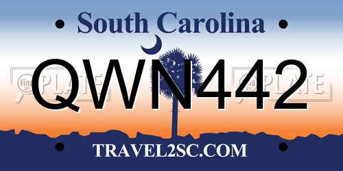 QWN442 South Carolina License Plate
