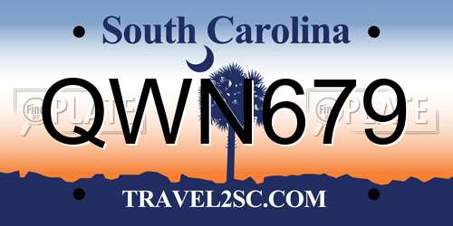 QWN679 South Carolina License Plate