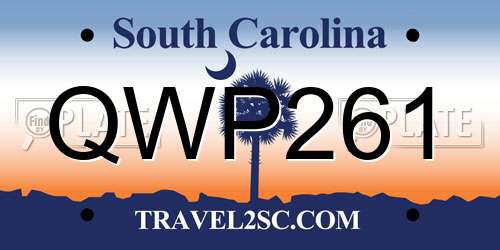 QWP261 South Carolina License Plate