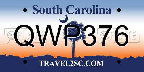 QWP376 South Carolina License Plate