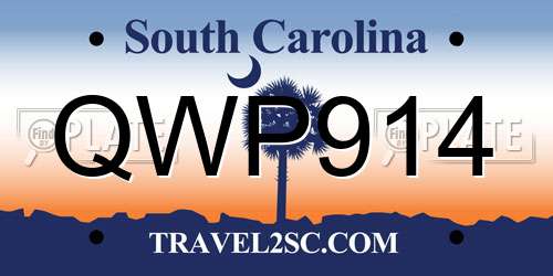 QWP914 South Carolina License Plate