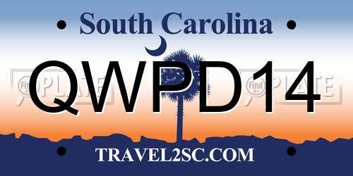 QWPD14 South Carolina License Plate