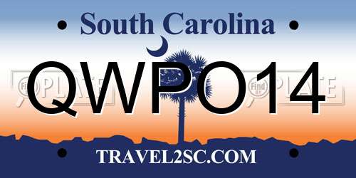 QWPO14 South Carolina License Plate