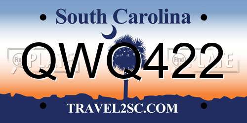 QWQ422 South Carolina License Plate
