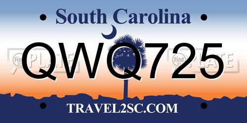 QWQ725 South Carolina License Plate