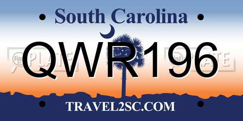 QWR196 South Carolina License Plate